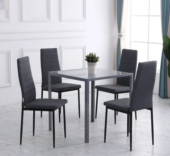 HOMCOM Linen Dining Chairs - Grey - Set of 4