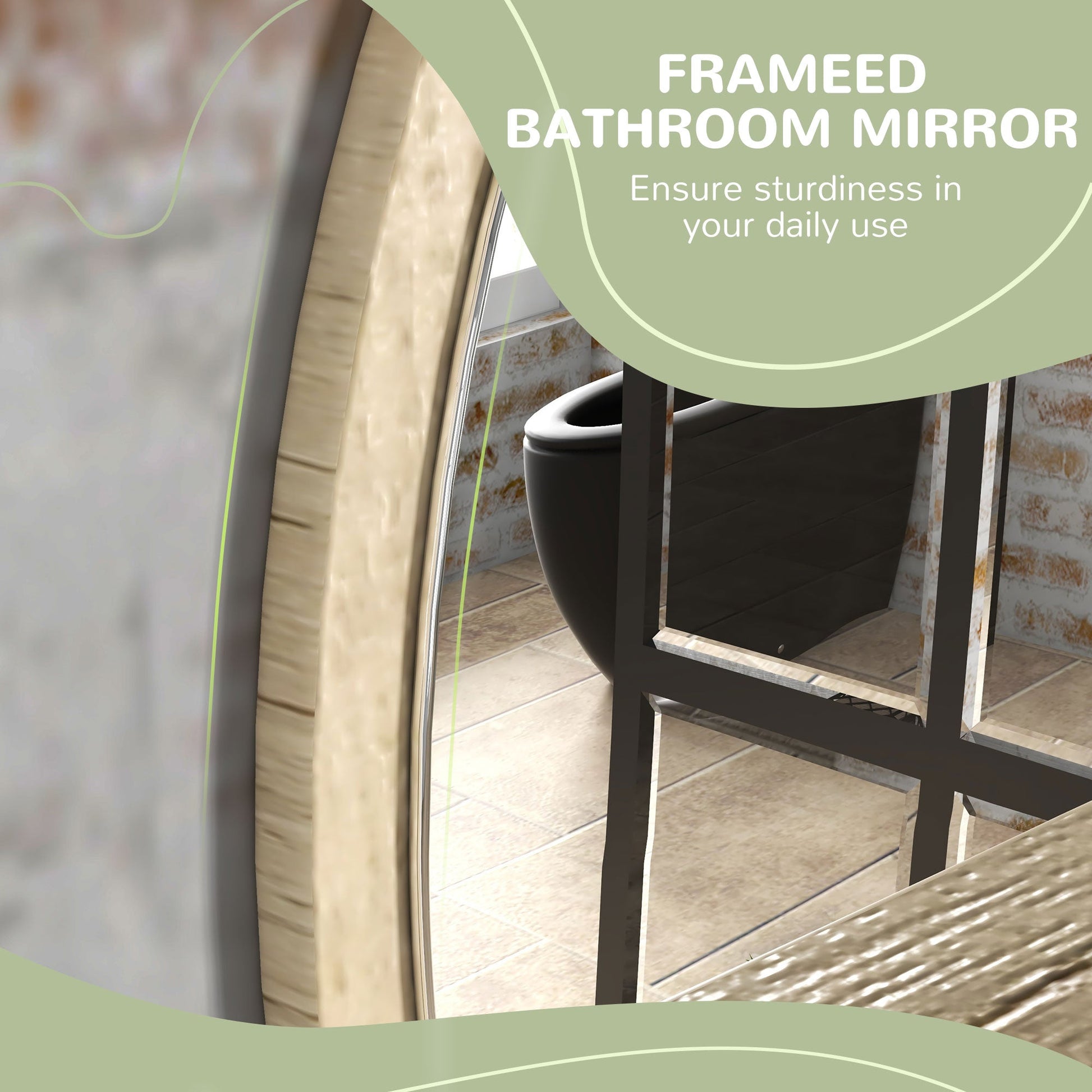 Round Wall Mounted Bathroom Mirror with Shelf for Easy Makeup - Natural Wood Effect-4