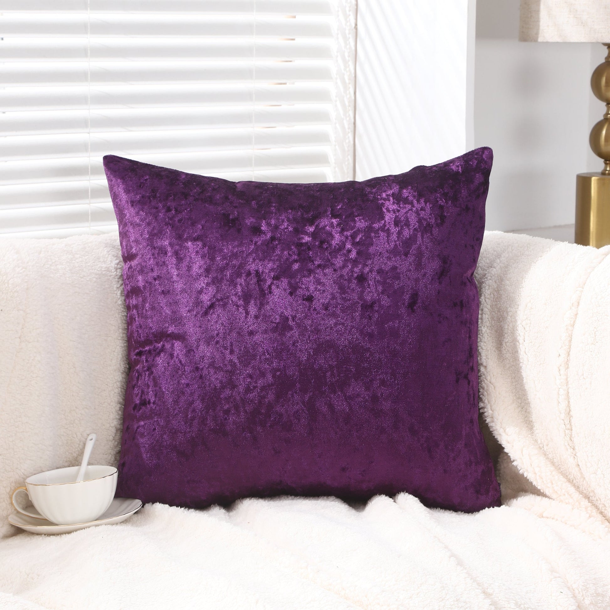 Crushed Ice Velvet Square Cushion Cover - 16" 18" 20" 22" 24"-4