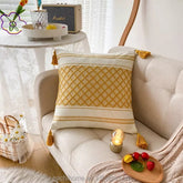 Custom Woven Moroccan Boho Tassel Style Tufted Square Cushion Covers Home Decoration 45x45cm (18 x 18 Inches)-1