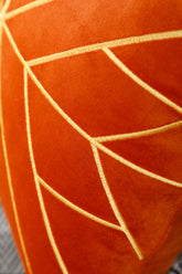 Gold Embroidery Velvet Cushion Cover (18x18" - 45x45 cm) - Orange Colour-2