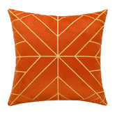 Gold Embroidery Velvet Cushion Cover (18x18" - 45x45 cm) - Orange Colour-0