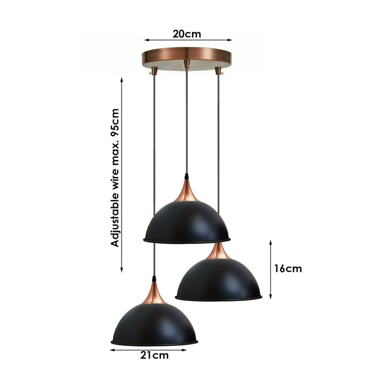 Vintage Metal Dome Pendant Lights Industrial Lighting Rustic Black~1632-3