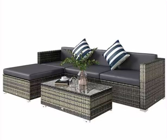 Outsunny Rattan Garden Corner Furniture Set