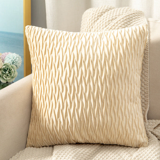 Scissors Pattern Velvet Cushion Covers 45X45CM - Cream Colour-0