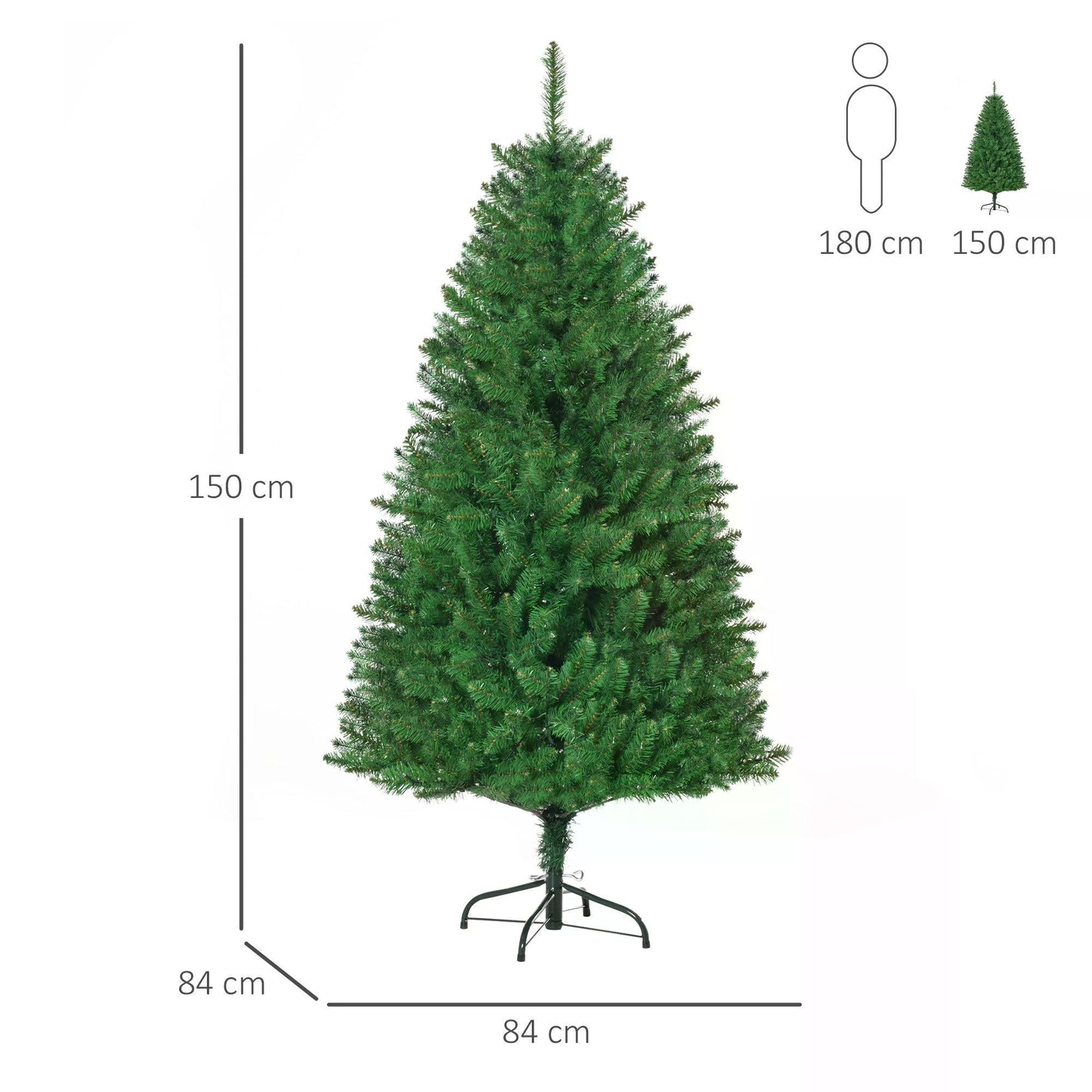 5ft Prelit Christmas Tree Artificial Tree Warm White LED Light Holiday Home Xmas Decoration, Green-2
