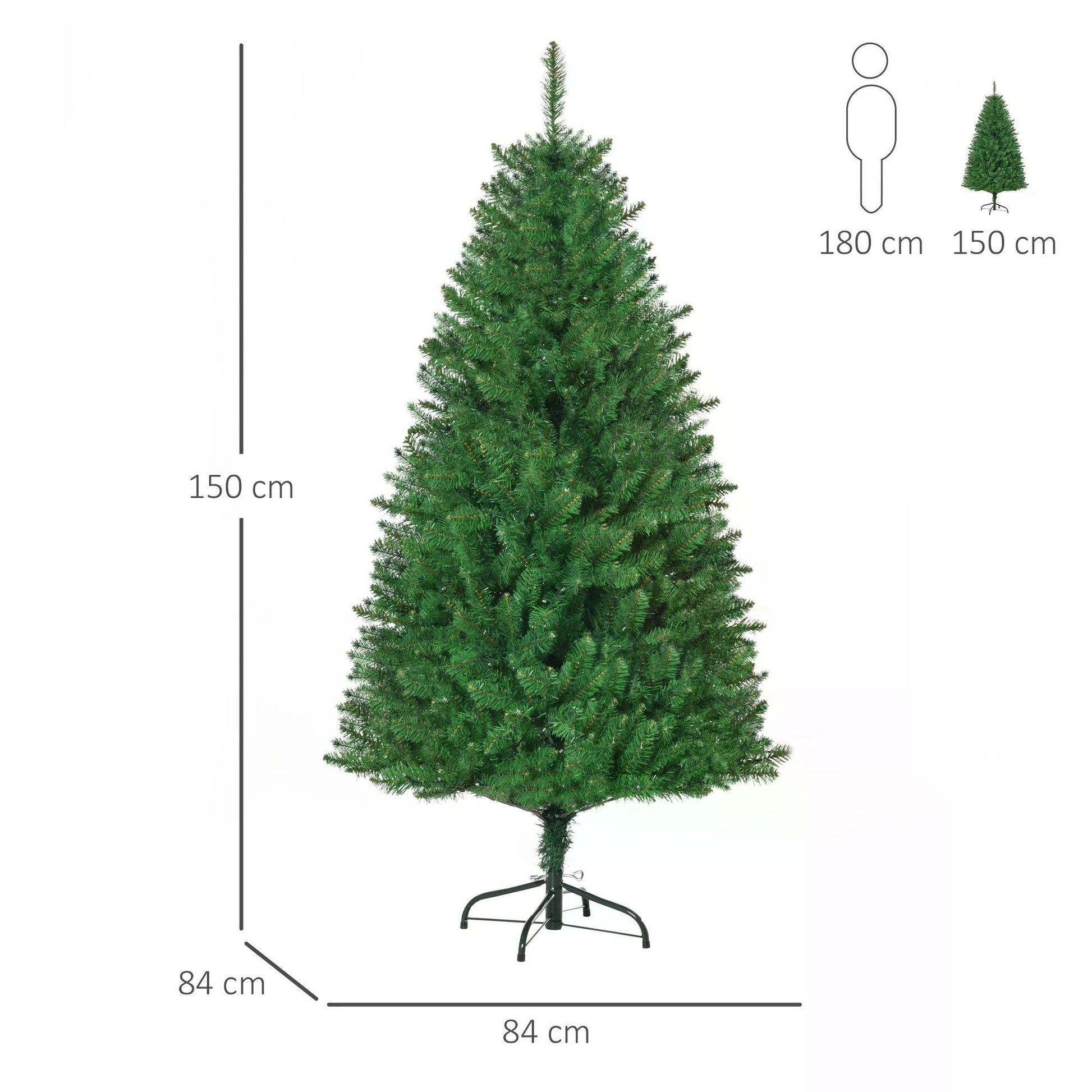 5ft Prelit Christmas Tree Artificial Tree Warm White LED Light Holiday Home Xmas Decoration, Green-2