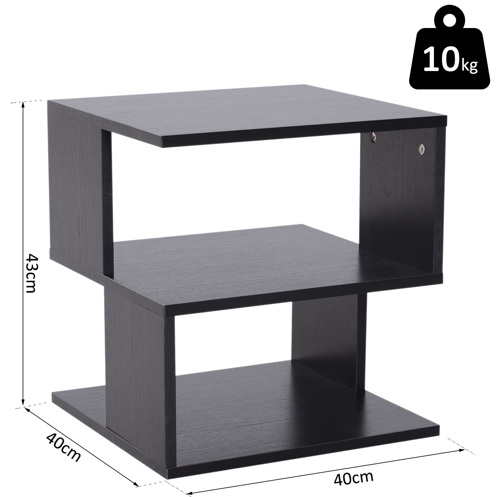 Modern Square 2 Tier Wood Coffee Side Table Storage Shelf Rack Living Room Black-2