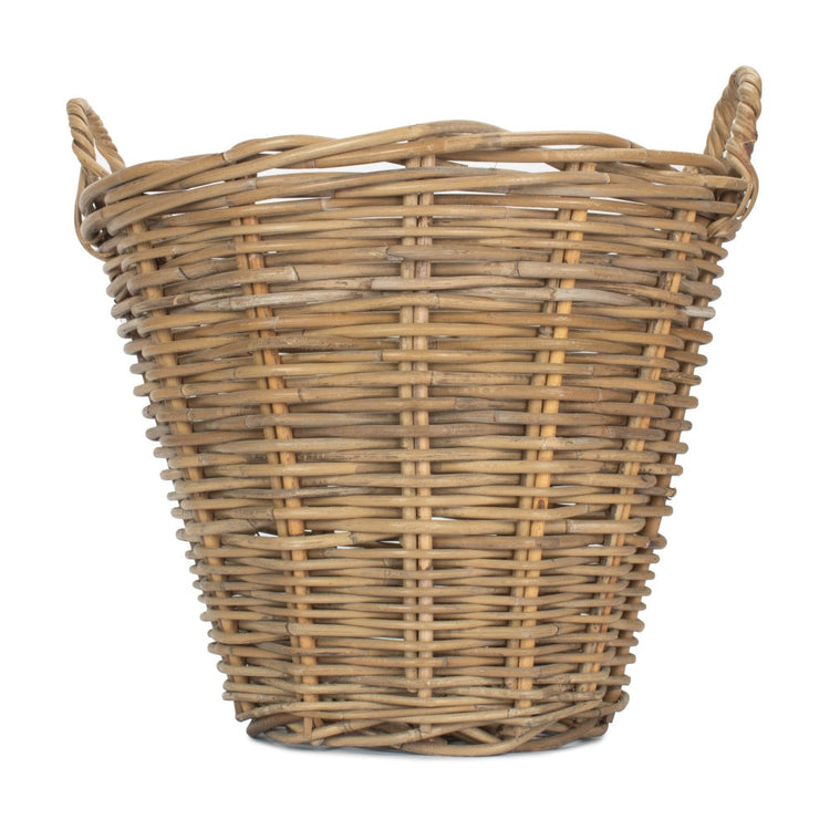 Small Round Grey Rattan Log Basket-2