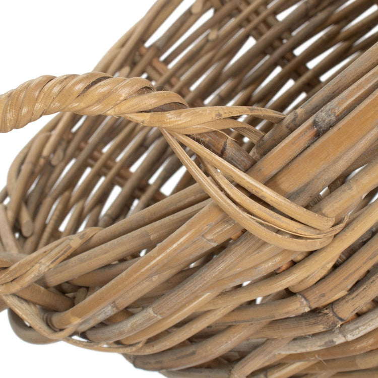 Small Round Grey Rattan Log Basket-3