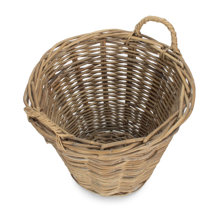 Small Round Grey Rattan Log Basket-1