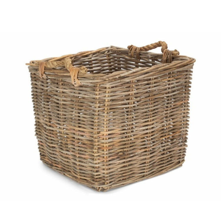 Square Grey Rattan Log Basket-3