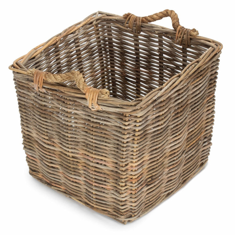 Square Grey Rattan Log Basket-4