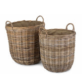 Cordura Lined Tall Round Fireside Rattan Log Basket-0