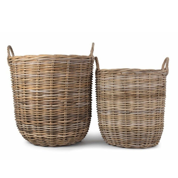 Cordura Lined Tall Round Fireside Rattan Log Basket-2