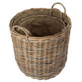 Cordura Lined Tall Round Fireside Rattan Log Basket-3