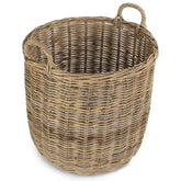 Tall Round Fireside Grey Rattan Log Basket-4