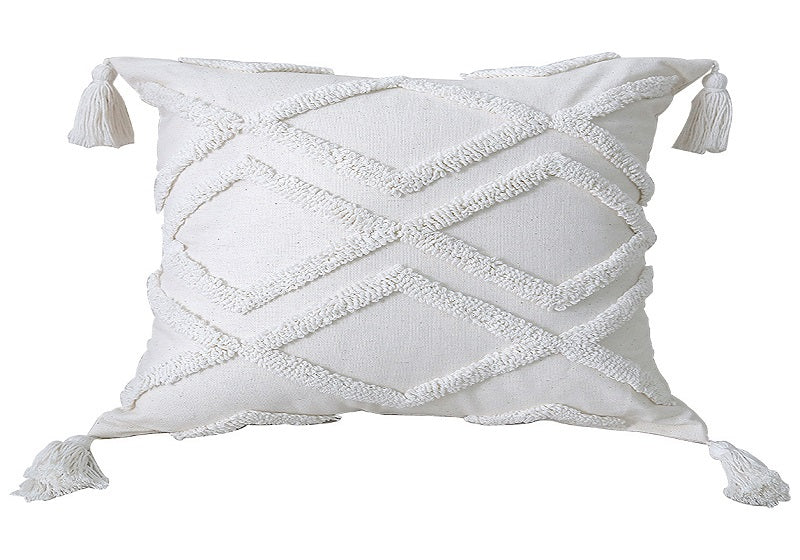 Pure Cotton Custom Boho Tassel Style Tufted Cushion Covers Home Decoration 45x45cm  (18 x 18 Inches) & 30x50 cm- Design 16-1