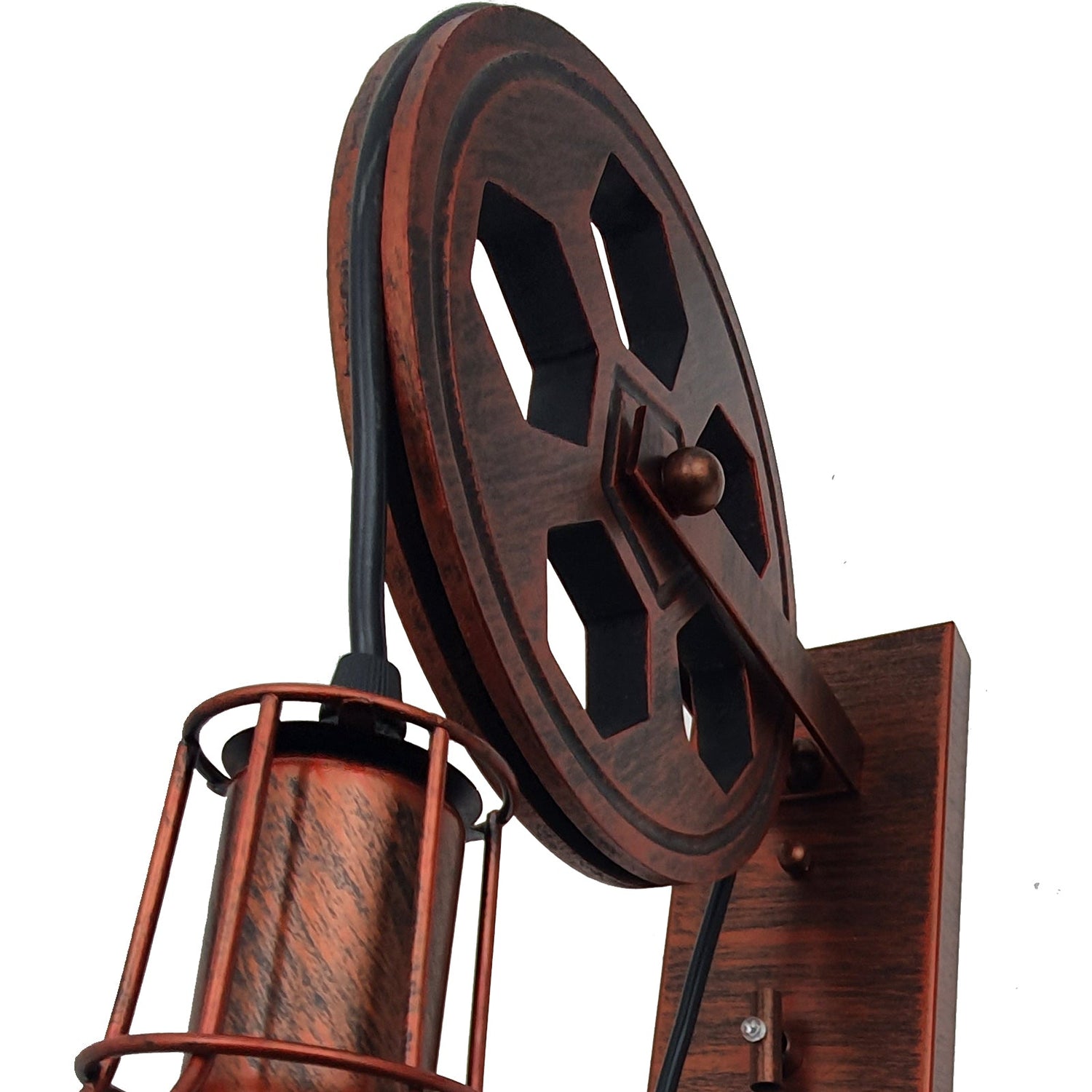 Retro Vintage Pulley Light Shade Wheel Ceiling Lifting Industrial  UK~2690-4