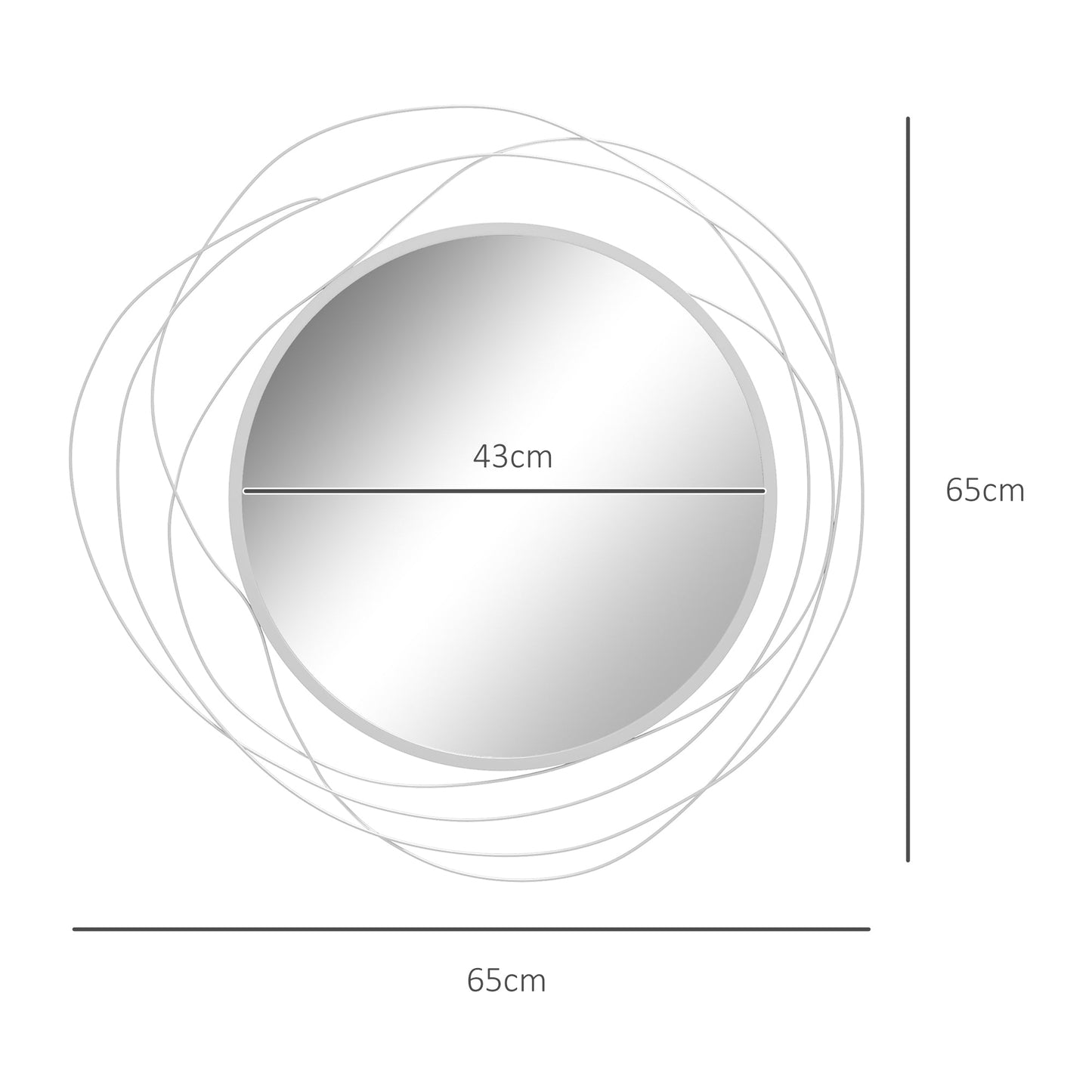 Abstract Metal Wire Wall Mirror, with Accessories - Silver-2