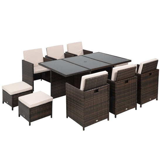 Outsunny 10 Seater Rattan Cube Garden Set