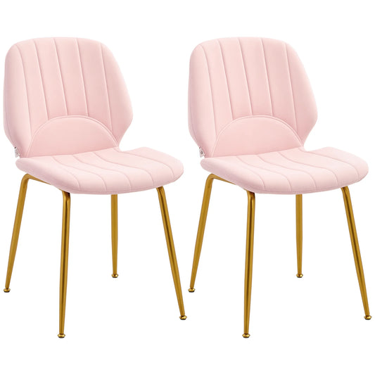HOMCOM Shell Pink Dining Chairs Set of 2