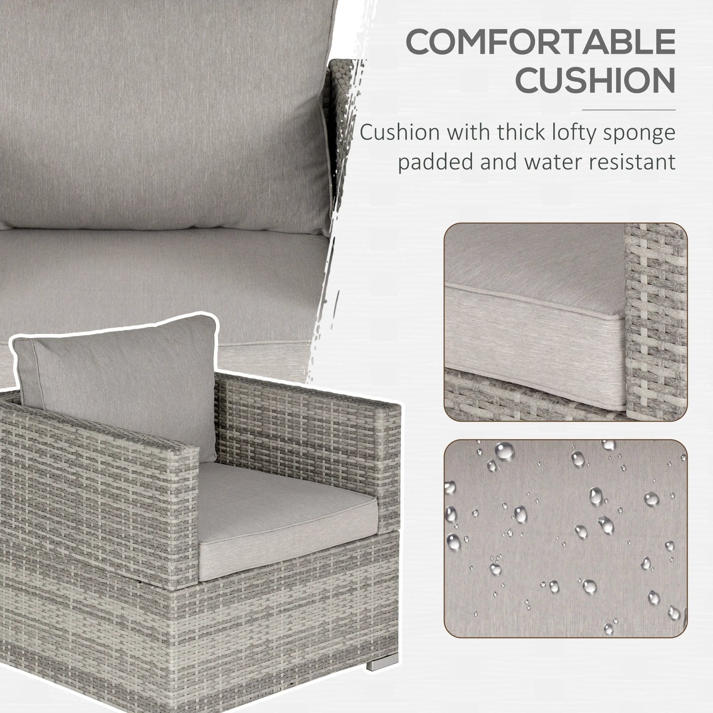 Single Seater Rattan Chair Sofa with Padded Cushions