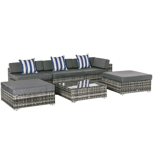 Outsunny 6 Piece Rattan Outdoors Furniture Set