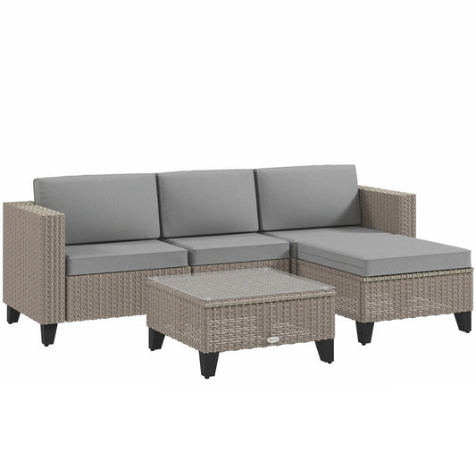 Outsunny 5 Piece Rattan Corner Garden Furniture Set