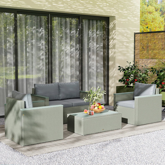 Outsunny 4 Piece Rattan Garden Furniture Set