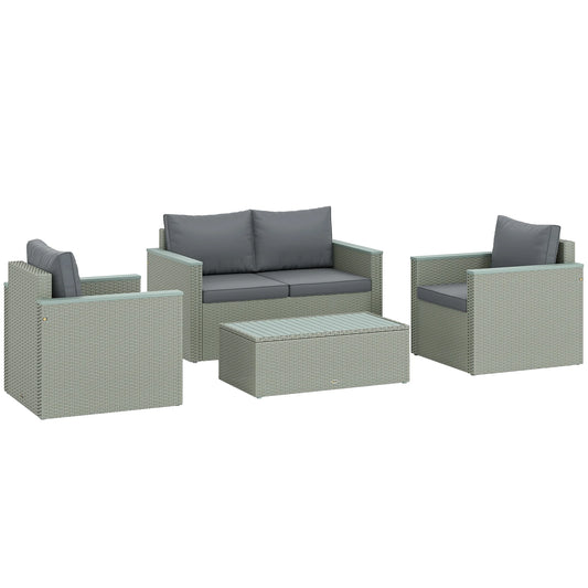 Outsunny 4 Seater Rattan Garden Furniture Set