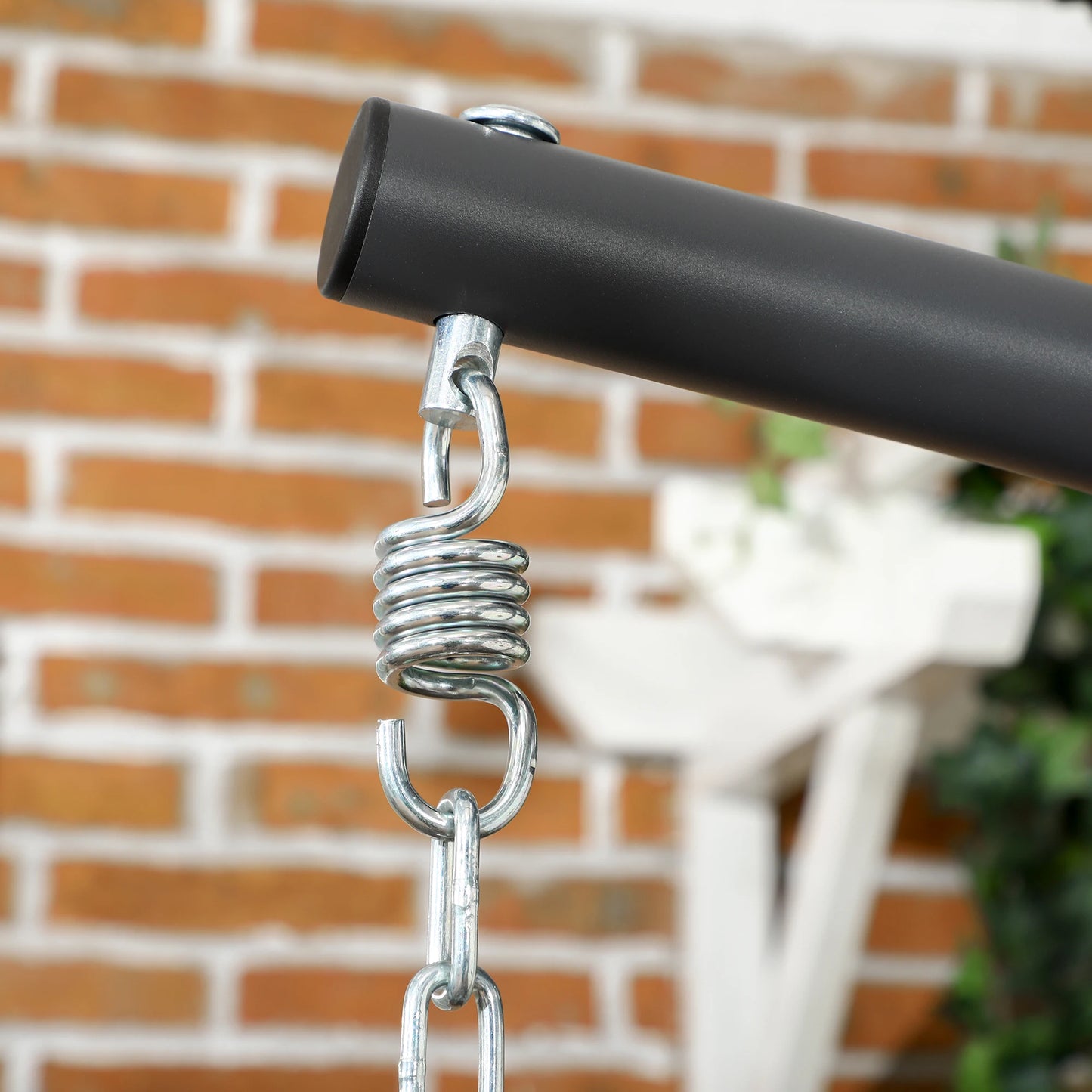 Rattan Hanging Swing Chair with Cushions and Stand - Light Grey