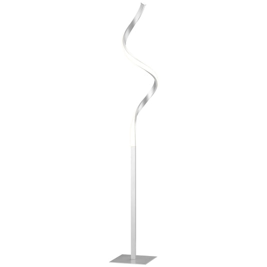 Dimmable Floor Lamp for Living Room, Modern Spiral Standing Lamp with 3 Adjustable Brightness and Square Base, Silver-0