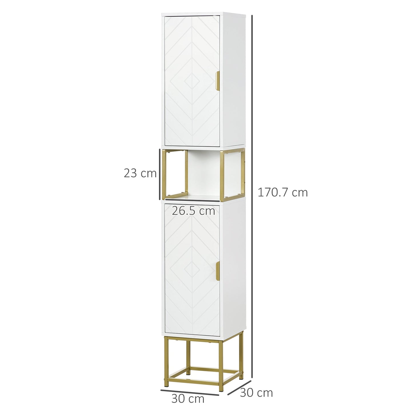 Narrow Bathroom Storage Cabinet with Adjustable Shelf - White-2