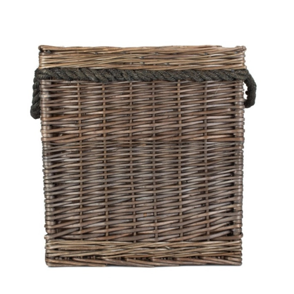 Square Rope Handled Wicker Log Basket-2