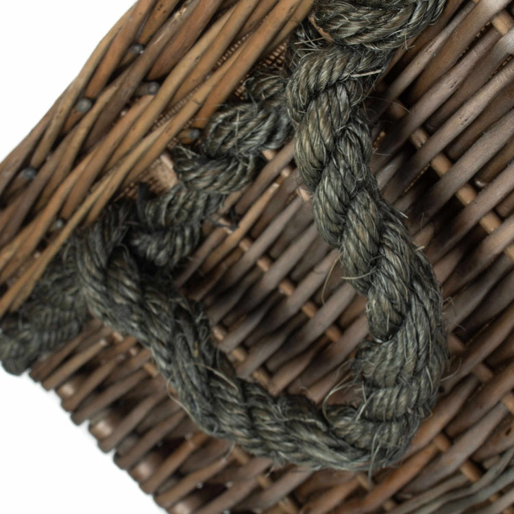 Square Rope Handled Wicker Log Basket-3