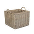 Antique Wash Square Hessian Lined Wicker Log Basket-1