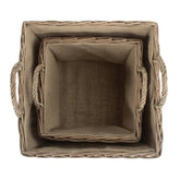 Antique Wash Square Hessian Lined Wicker Log Basket-3