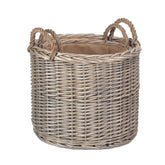 Round Lined Straight-Sided Wicker Log Basket-1