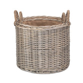 Round Lined Straight-Sided Wicker Log Basket-2