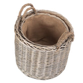 Round Lined Straight-Sided Wicker Log Basket-4