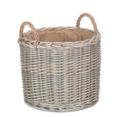 Round Lined Straight-Sided Wicker Log Basket-5