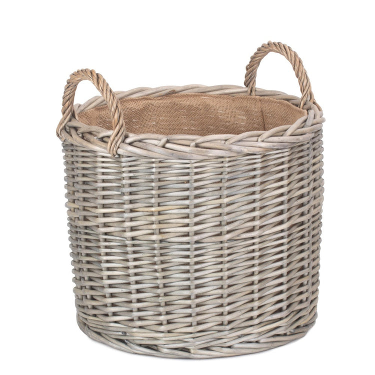 Round Lined Straight-Sided Wicker Log Basket-5