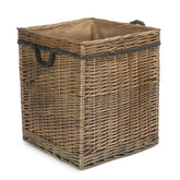 Antique Wash Willow Square Wicker Log Basket-2
