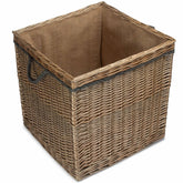 Antique Wash Willow Square Wicker Log Basket-4