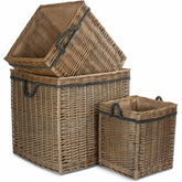 Antique Wash Willow Square Wicker Log Basket-0
