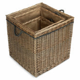 Antique Wash Willow Square Wicker Log Basket-5