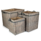 Wicker Grey Wash Square Hessian Lined Log Basket-1