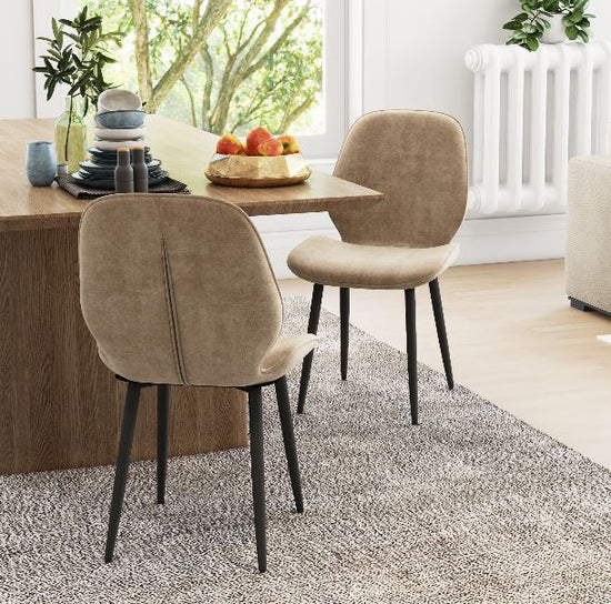 Set of 2 Relaxed Style Dining Chairs - Beige