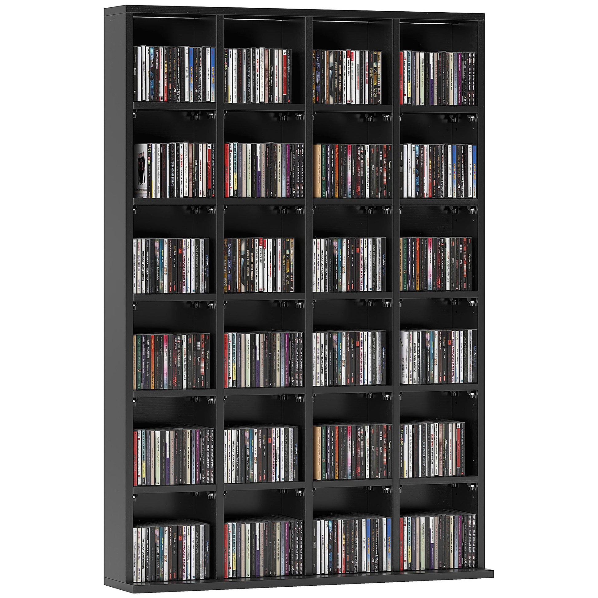 CD Storage Unit with Adjustable Shelves, 89 x 130.5 cm, Black-0